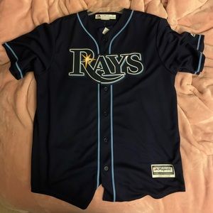 NWT Evan Longoria Rays MLB Jersey Navy Blue Large